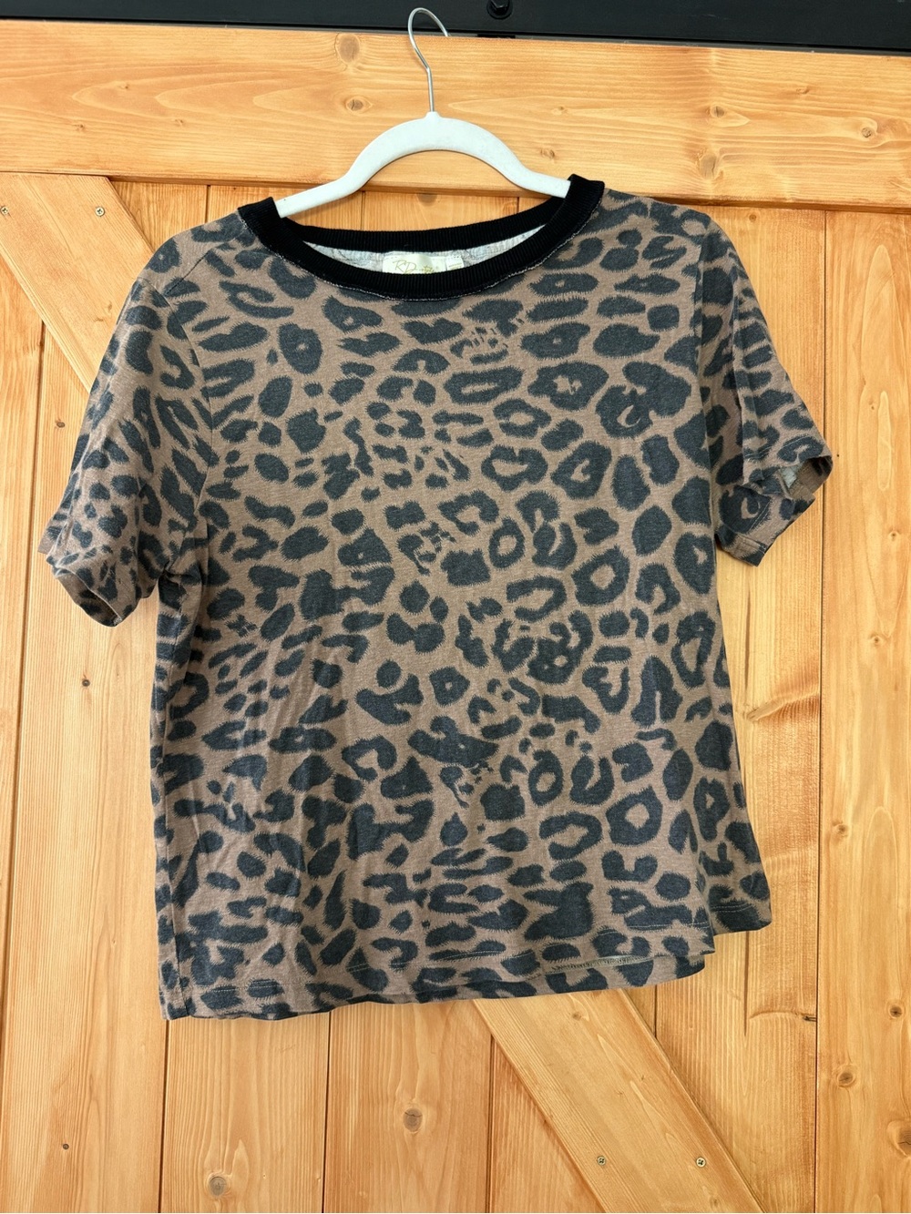 RD Style Brown and Black Leopard Print Short Sleeve Tee